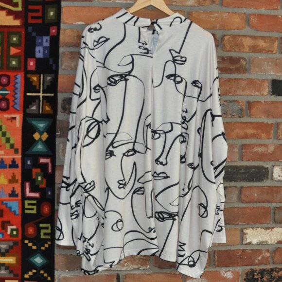 New Stlyewe Abstract Sketched Faces Tunic Top Dress. Wearable art. 2XL - Picture 9 of 11